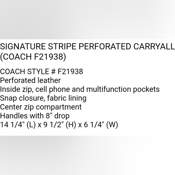 Coach, NWOT, Signature Stripe Perforated Carryall, Watermelon Pink 🍉 - Picture 12 of 12